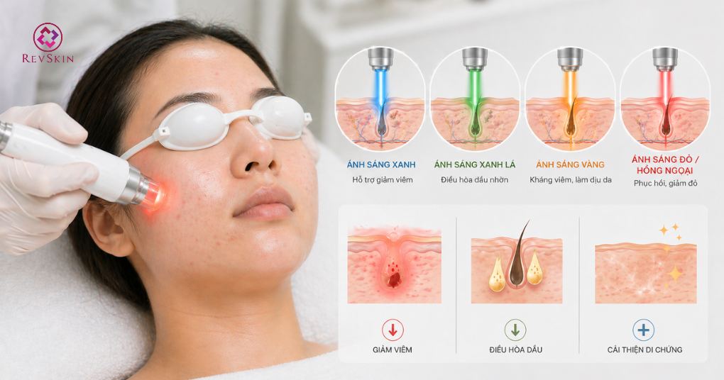 Phương pháp điều trị mụn theo phác đồ chuẩn y khoa laser và ánh sáng hỗ trợ điều trị mụn ở cằm