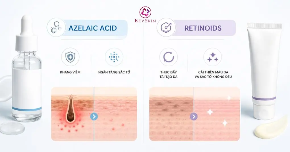 azelaic acid retinoids kiểm soát sắc tố