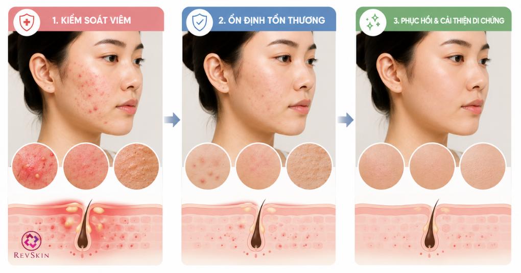 các giai đoạn cải thiện mụn