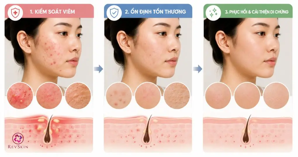 các giai đoạn cải thiện mụn