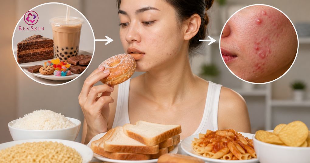 chế độ ăn nhiều đường tinh bột gây nổi mụn