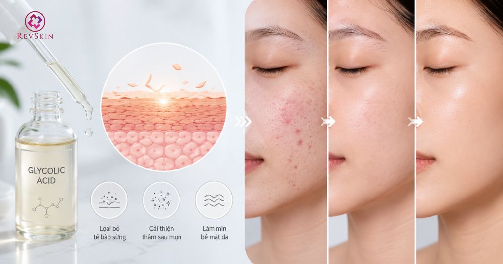 glycolic acid peel trị mụn thâm sau mụn