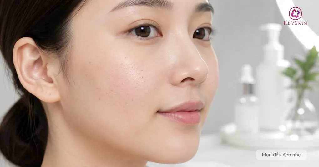 mụn đầu đen ở má mức độ nhẹ