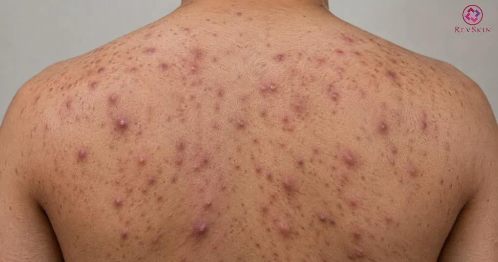 mụn lưng mức độ nặng có mụn viêm