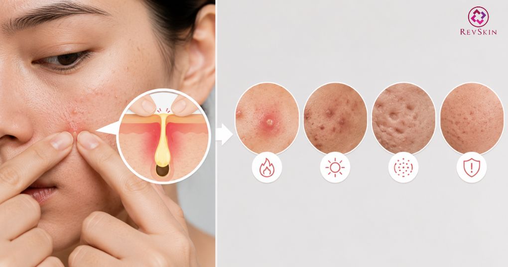nặn mụn tại nhà gây thâm sẹo rỗ