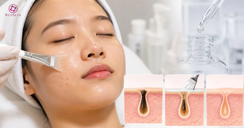 Mụn đầu đen ở tuổi dậy thì: Nguyên nhân, vị trí thường gặp và cách điều trị peel da hoá học giảm bít tắc mụn đầu đen
