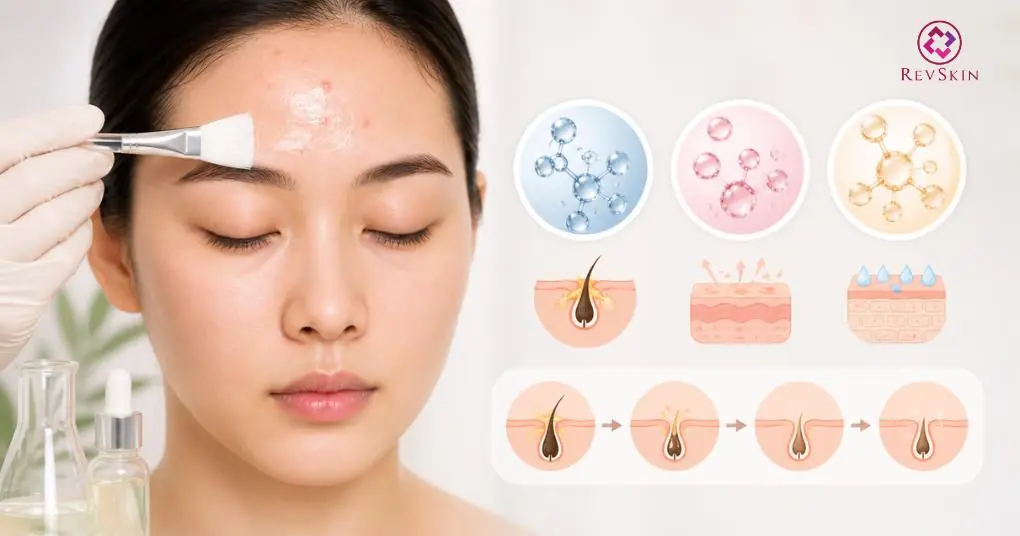 peel da hoá học mụn trán bha aha