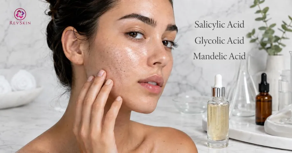 peel trị mụn đầu đen salicylic glycolic mandelic