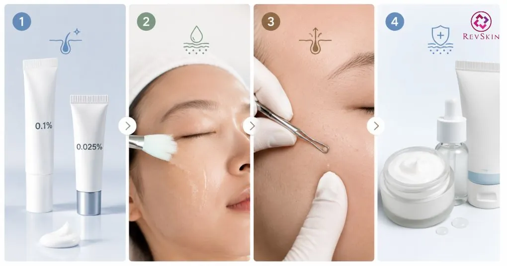 Cách trị mụn đầu trắng hiệu quả theo phác đồ y khoa phác đồ đièu trị mụn đầu trắng mức độ trung bình
