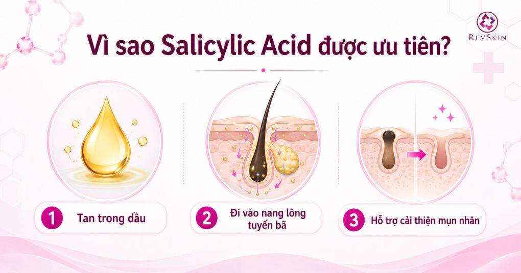 salicylic acid ưu tiên trong trị mụn đầu đen