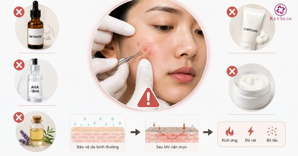 Nặn mụn xong bị lên mụn đầu trắng là do đâu? Hướng dẫn xử lý sản phẩm dễ gây kích ứng sau nặn mụn