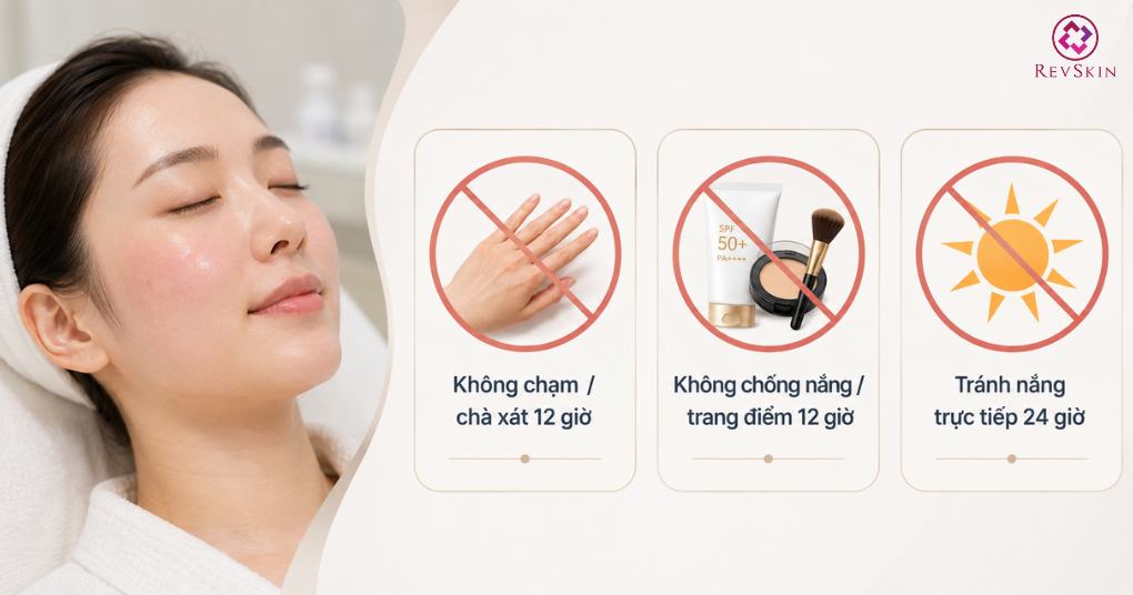 chăm sóc da sau điều trị 12-24 giờ đầu