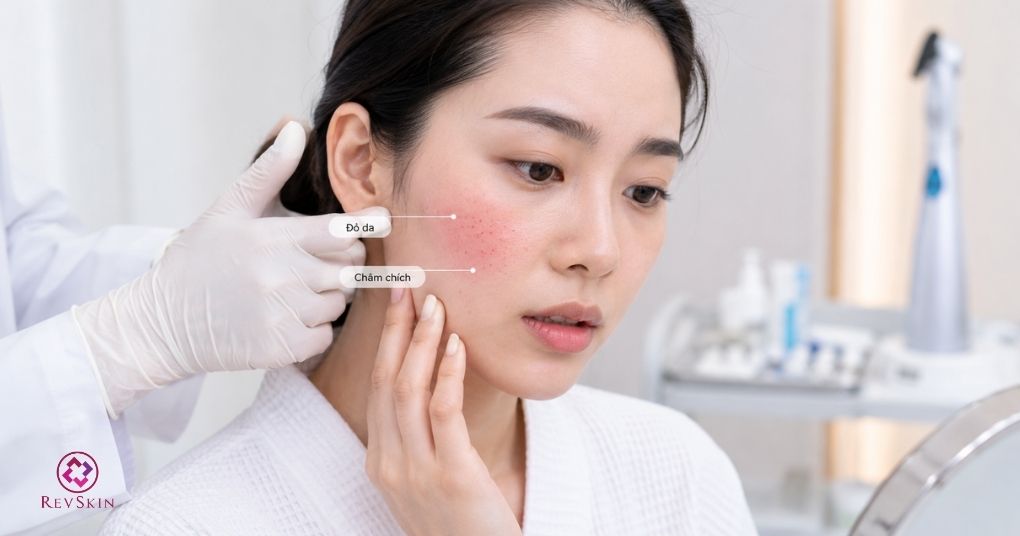 đỏ da châm chích sau tiêm prp meso