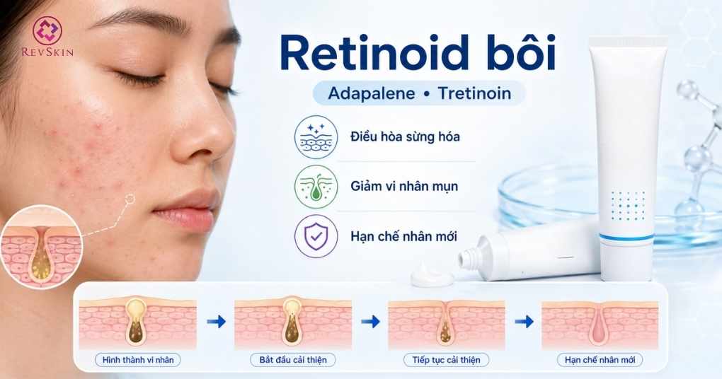 retinoid bôi trị mụn trứng cá ở má 