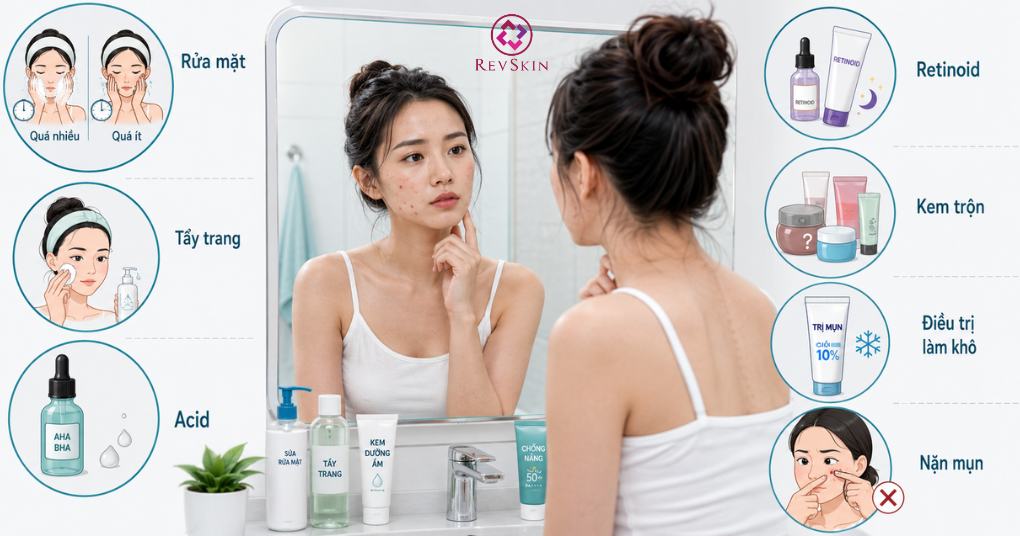 Cách trị mụn trứng cá hiệu quả theo phác đồ chuẩn y khoa thói quen chăm sóc da ảnh hưởng đến mụn