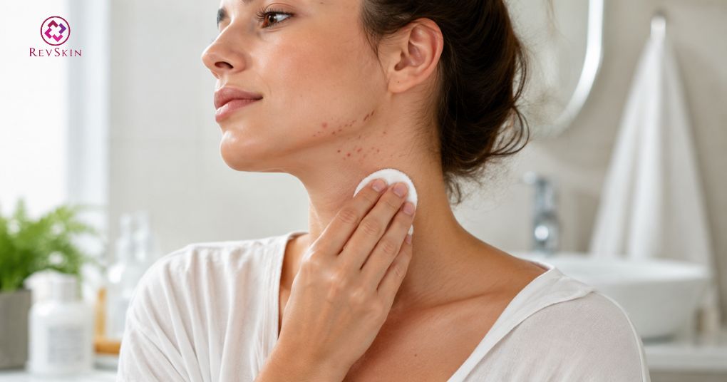 chăm sóc da mụn trứng cá ở cổ
