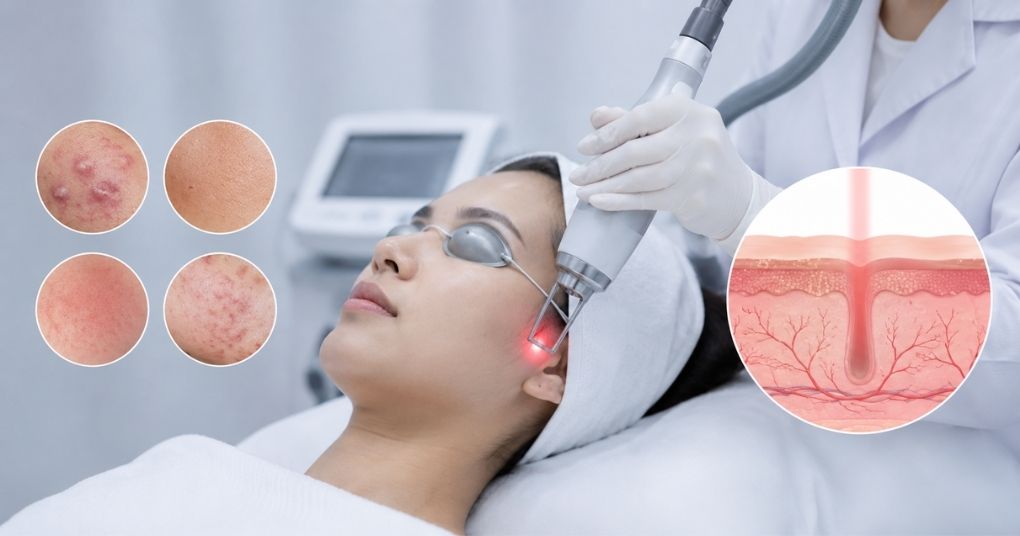 Điều trị mụn trứng cá bằng laser theo phác đồ y khoa mụn viêm nhẹ trung bình