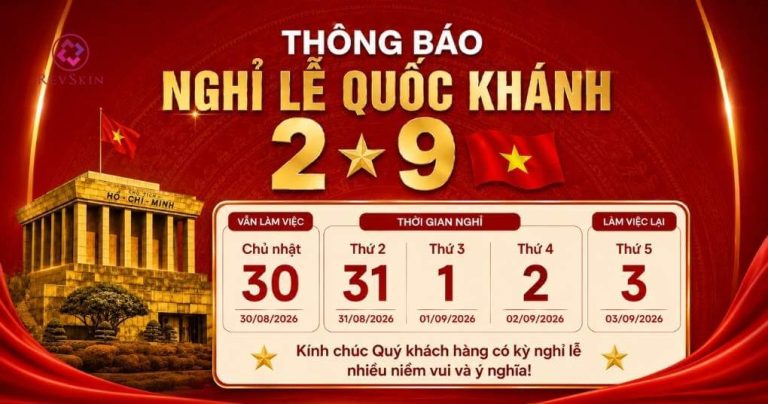 Thông báo lịch nghỉ lễ Quốc Khánh 02/09/2026 RevSkin